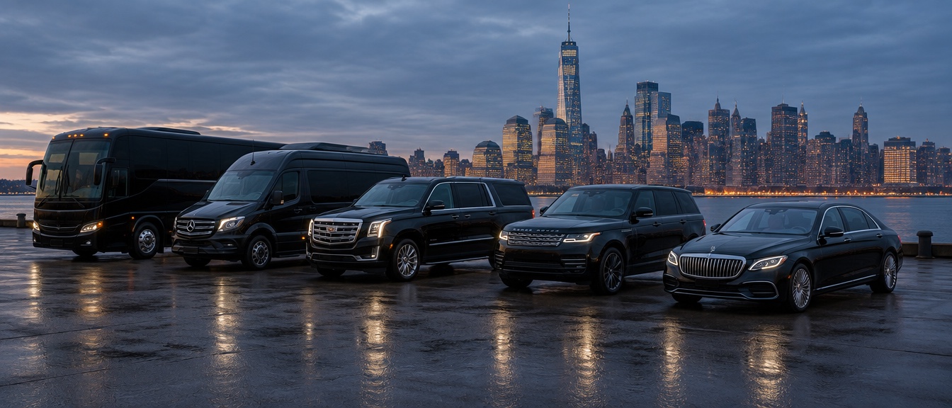 The fleet staged in formation with the Manhattan skyline behind at dusk