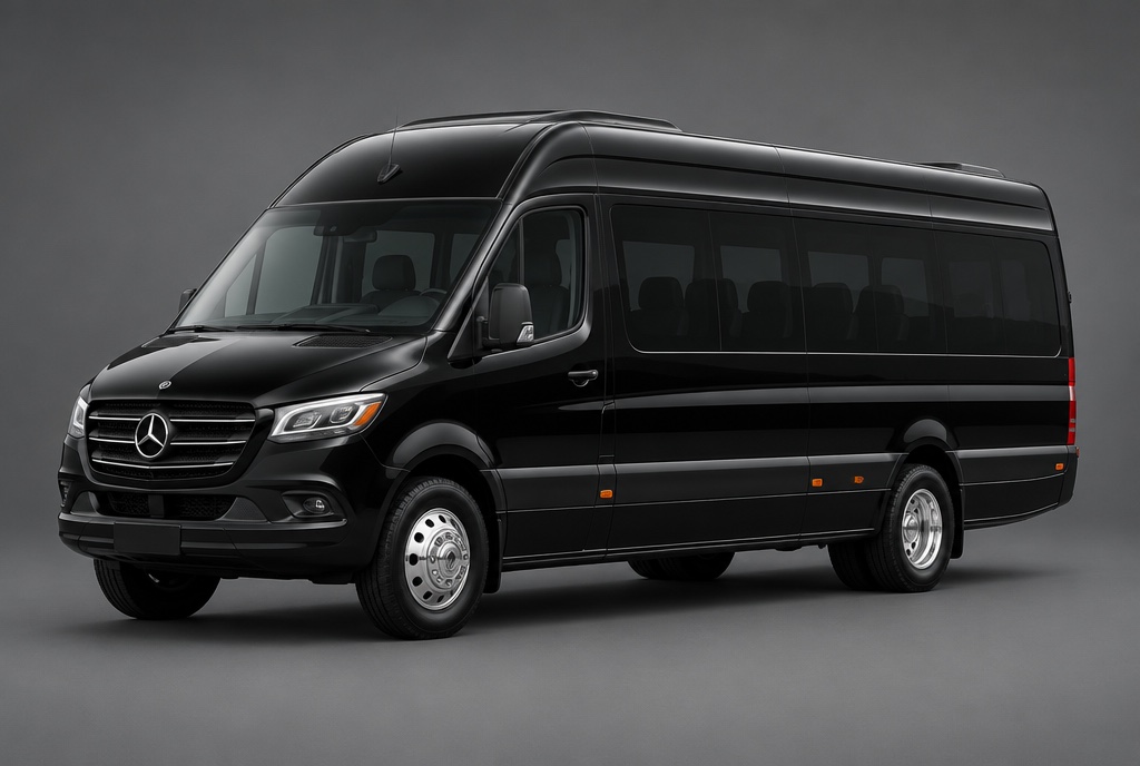 Executive Mini-Coach, front three-quarter studio view