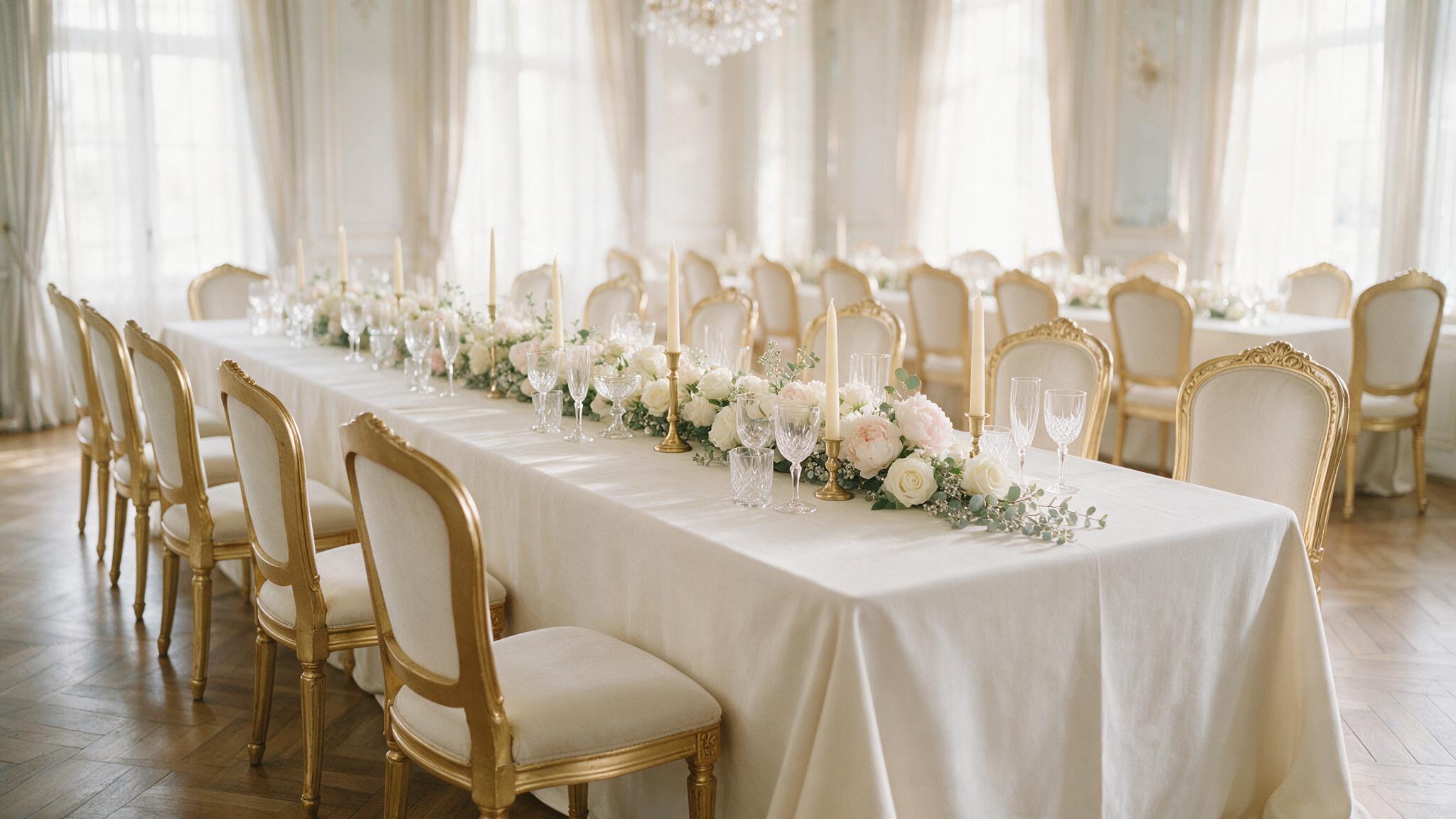 Private event salon dressed for a gala, daylight