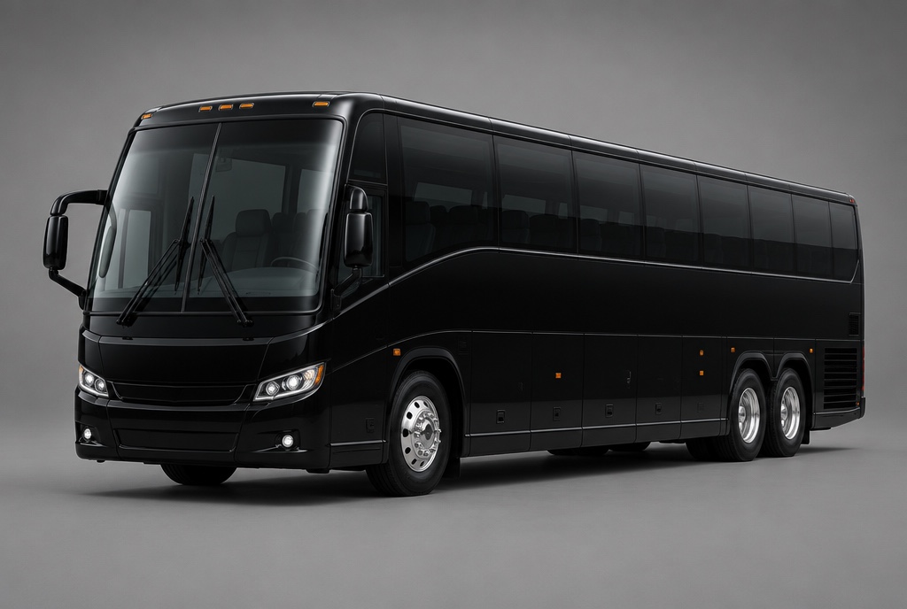 Motorcoach, front three-quarter studio view