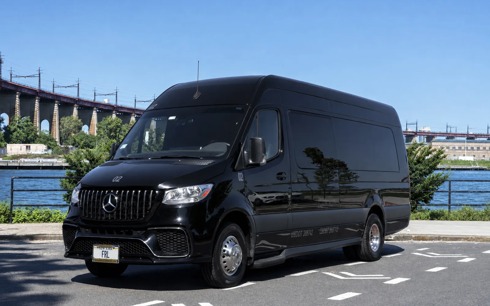 Mercedes-Benz Sprinter Limo, front three-quarter at the waterfront
